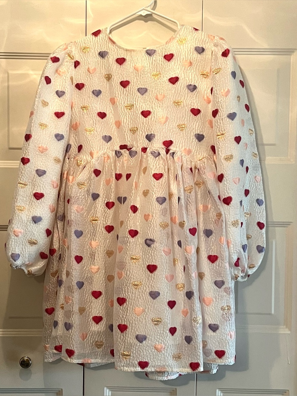 Sister Jane white embroidered heart Valentine babydoll dress small
